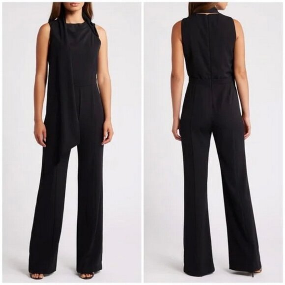 Black Halo Black Enola Side Drape Sleeveless Jumpsuit